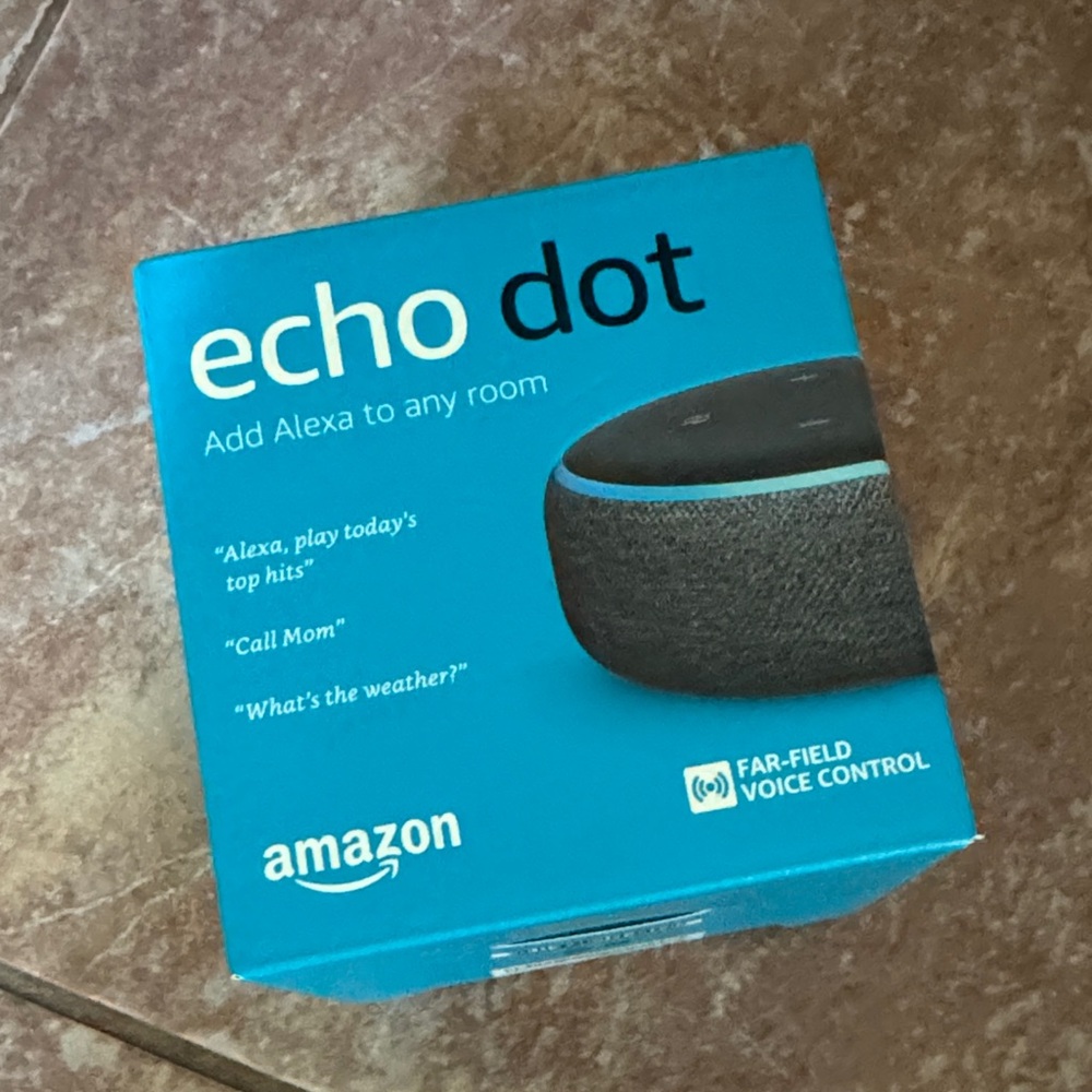 Amazon Echo Dot in Blue and Gray